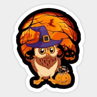 Owl pumpkin witch Sticker